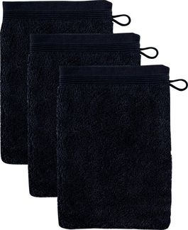 Möve Superwuschel Waschhandschuh 15x20 cm aus 100% Baumwolle, Black 3er Set
