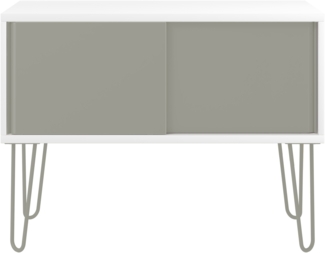 MultiRange Sideboard, weiß, Schiebetüren aus Stahl, 4 Stahlfüße, Maße: H 752 x B 1000 x T 450 mm, Farbe: weiß/lichtgrau