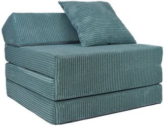 Klappmatratze Klappmatratze mit Kopfteil aus Cord, FORTISLINE, Klappbar, als Sitzmöglichkeit nutzbar, Bezug abnehmbar und waschbar