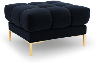 Micadoni Samtstoff Pouf Hocker Mamaia | Bezug Dark Blue | Beinfarbe Gold Metal