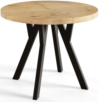 Alpi-Möbel Esstisch Wohnzimmertisch - Ausziehbarer runder Tisch 80-120 cm - Lancelot Eiche, Ausziehbar, 1 x Einsatz 50 cm