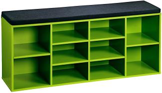 KESPER Schuhschrank / Sitzbank 15982-13 in grün mit Sitzkissen / Flurregal
