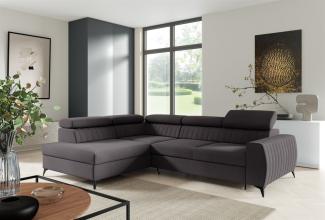 Ecksofa Schlafsofa Sofa TORONTO Stoff Element Schwarz Ottomane Links