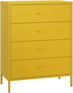 skølm 'Atria' Metallkommode, senfgelb, 100x40x80 cm, mit 4 Schubladen