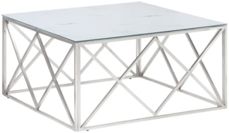 Couchtisch, Sofatisch Silbern Edelstahl und Hartglas
