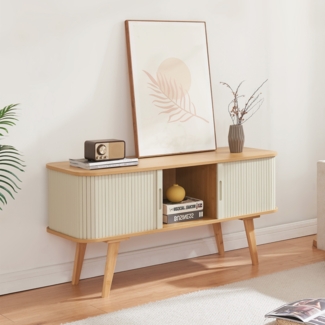 TV Schrank Tysvær 120x40x58 cm Bambus/Cremeweiß [en. casa]