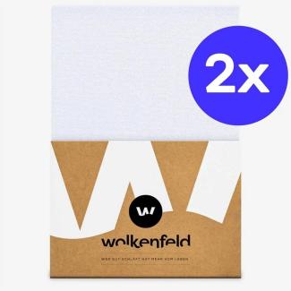 Wolkenfeld Spannbettlaken 100% Baumwolle - 2x superweiche Bettlaken für Matratzen von 5 bis 20cm, Baumwolle, Gummizug: Starker & Flexibler Super-Stretch Gummizug für maximalen Halt, (2 Stück), Rutschfest & Blickdicht - 90x200, 140x200, 160x200, 180x200...