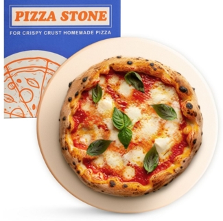 Praknu Pizzastein für Backofen, Gas und Grill Rund 30 cm Ø Pizzen Ofen Set, Cordierit, (1-St), Für Knusprigen Boden - bis 900 °C - Wärme Speichernd