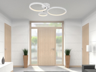 meineWunschleuchte LED Deckenleuchte, Dimmer, LED fest integriert, Warmweiß, Ringe schwenkbar, große Designer Galerie Lampe flach, Breite 71cm Weiß