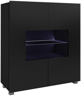 Lomadox Highboard CAIRNS-132, in schwarz Hochglanz, Modern, grifflos