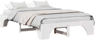 vidaXL Bettrahmen Weiß 135 x 190 cm Massives Kiefernholz 872954