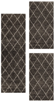 SIMPEX24 Hochflor-Bettumrandung Geometrisch Design, Höhe 30 mm, (Bett-Set, 3-tlg, Bettvorlage), Schlafzimmer Teppich Bettumrandung Läufer Set 3 teilig