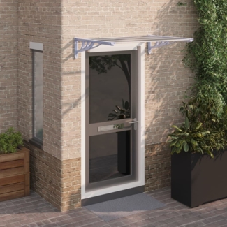 vidaXL Türvordach Grau und Transparent 122x90 cm Polycarbonat 153690