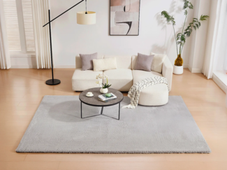 Vente-unique - Hochflorteppich in Pelz-Optik - 200 x 290 cm - Grau - BUNNY