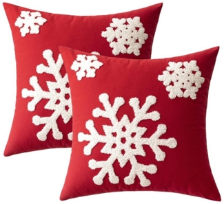 CLTYQ Kissenbezug Kissenbezug Weihnachten 2 Stück, Weihnachtsdeko Kissenbezug 45x45 cm, Schneeflockenstickerei,Kissenbezüge aus Canvas weiche