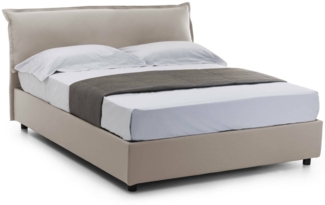 Dmora Amilcare-Doppelbett, Bettkasten mit abnehmbarem Bezug, gepolstertem Kopfteil und Bettkastenrahmen, 100 % Made in Italy, inklusive Matratze 160 x 190 cm, taubengrau