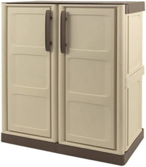 Dmora Acira Outdoor-Garderobe, Mehrzweck-Balkongarderobe, Outdoor-Möbel mit 2 Türen, 100 % Made in Italy, Beige und Braun, 70 x 39 x 86 cm, kariertes Finish