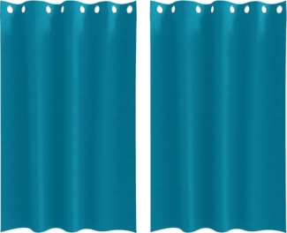 vidaXL Verdunkelungs-Vorhänge mit Ringen Türkis Polyester 4107419