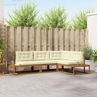 vidaXL Outdoor-Sofagarnitur 4 Stück Natur und Creme 3368133