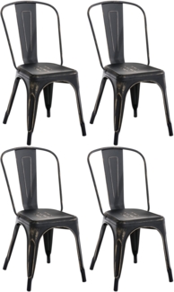 CLP 4er Set Stühle Benedikt aus Metall bis 200 kg belastbar stapelbar,schwarz-gold