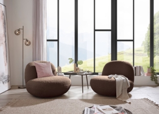 Drehsessel Chris ED Exciting Design Farbe Braun – Moderner Mikrofaser-Sessel mit Nosagfederung