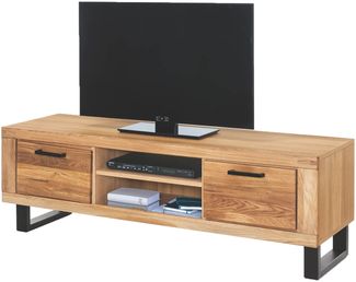 TV-Schrank >Tom-I< in Wildeiche / schwarz aus Teilmassiv - 170x52x50cm (BxHxT)