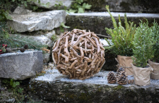 Kugel Treibholz 30cm Deko natur Holz Gartenkugel Holzkugel Treibholzkugel Garten