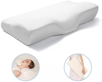 Refined Living Nackenstützkissen Memory-Foam-Nackenstützkissen, Ergonomisches Kopfkissen, Füllung: 100% Polyester, für Seitenschläfer, Bauchschläfer & Rückenschläfer, Ergonomisches Nackenkissen zur Unterstützung der Halswirbelsäule, Pflegeleicht, Ergon...