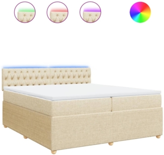 vidaXL Boxspringbett mit Matratze Creme 200x200 cm Stoff 3289875