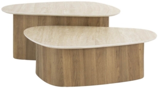 Vintagehaus Couchtisch Retro Couchtisch Nierentische 2er Set Romano Travertin Keramik (2er Set)