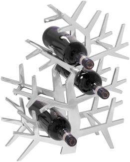 Weinregal Design 38 cm für 6 Flaschen Aluminium Silber