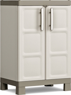 Dmora Gartenschrank Strathmore, Gartenmöbel, Mehrzweck-Gartenschrank, Container für Balkon oder Garage, Made in Italy, 65x45 h97 cm, Sand