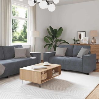 vidaXL 3-tlg. Sofagarnitur mit Kissen Dunkelgrau Samt 3324619