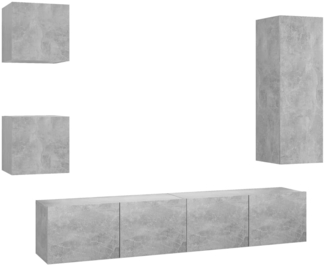 5-tlg. TV-Schrank-Set Betongrau Spanplatte [3079116]