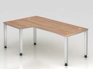 Winkeltisch QS82 4Fuß eckig 200x120cm 90° Nussbaum Gestellfarbe: Silber