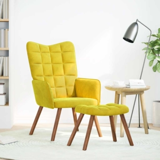 vidaXL Relaxsessel mit Hocker Gelb Samt 4016828