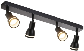 ZMH Deckenleuchte 4 Spots Schwarz: Metall Deckenlampe GU10 Innen Schwenkbare Spots für Küche Büro Wohnzimmer Schlafzimmer, Ohne Leuchtmittel