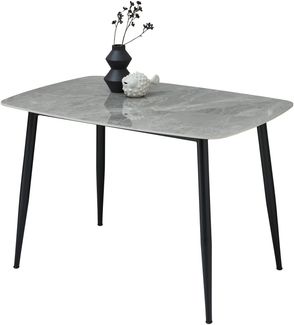 Esstisch >Owen< in Steinoptik, schwarz, Keramik, Metall - 120x77x80cm (BxHxT)