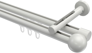 Innenlauf-Gardinenstangen-Set Siteno Luino 420 cm (geteilt in 3x140 cm), 2-läufig, 20 mm Ø Weiß