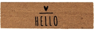 Clayre & Eef Fußmatte Fußmatte HELLO natur mit schwarzer Schrift und Herz 75x22 cm Kokos PVC