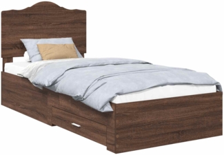 vidaXL Bettrahmen Braun Eichen-Optik 100x200 cm Holzwerkstoff 3413645