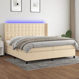 vidaXL Boxspringbett mit Matratze & LED Stoff Creme 200x200 cm, Härtegrad: H2 [3138666]