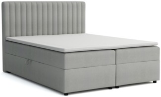 Deine Möbel 24 Boxspringbett KATI Komplettbett Polsterbett Bett Bonellfederkernmatratzen H3 (Taschenfederkernmatratzen 7 Zonen H4 optional Samt Velour, 3-St, Ehebett Matratzen H3 / H4 zur Auswahl Beige Grau Hellgrau Dunkelgrau), inkl Topper Bettkästen,...