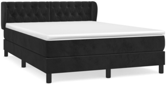 vidaXL Boxspringbett mit Matratze Schwarz 140x190 cm Samt 3127669