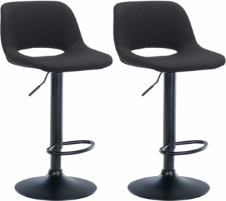 DELUKE® Barhocker 2er Set JAKSON - Schwarz, Stoff, Schwarz Barhocker mit Lehne Barstuhl Tresenhocker Tresenstuhl Kneipenhocker Kneipenstuhl
