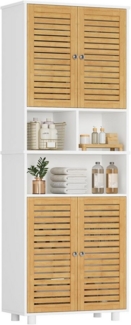 MSMASK Hochschrank Badezimmerschrank mit 3 offenen Fächern und verstellbaren Ablagen (1-St) für Wohnzimmer, Küche und Bad, 60 x 30 x 170 cm, Holzfarben