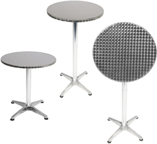 Bistrostehtisch rund Silber Ø60cm H70/110cm Höhenverstellbar