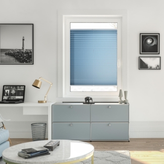 Lichtblick Sonnenschutzsysteme GmbH Plissee Laholm 90 cm x 130 cm (BxL) Hellblau Tageslicht - Blickdicht; einfache Installation mit Klemmträgern; verspannt