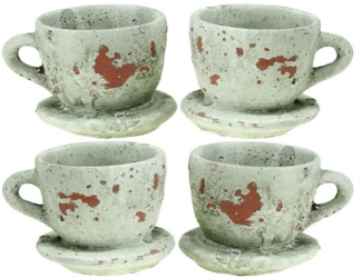 Viana Übertopf Pflanztopf Übertopf Tasse Ton Vintage Ø8cm H6,5cm Set 4St