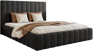 Selsey 'Fiarro' Polsterbett mit Bettkasten, Velours, dunkelgrau, 140x200 cm